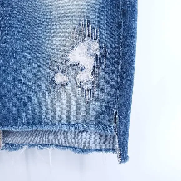 AG The Erin Y2K Boho Distressed Mini Pencil Skirt Raw Hemline Side Slit 28 - Picture 11 of 11